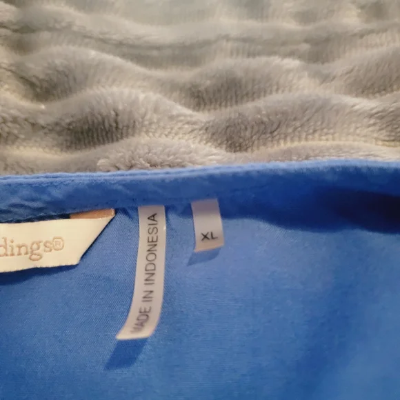 Soft Surrounding Sapphire Embroidered Trim Button Up Blouse Top - Picture 9 of 13